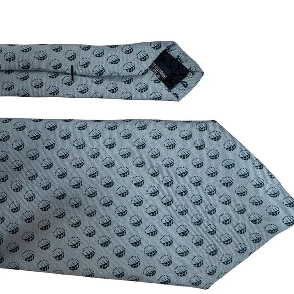 Vineyard Vines Custom Collection Blue Silk Tie With Sun Life Financial Logo - Picture 2 of 6